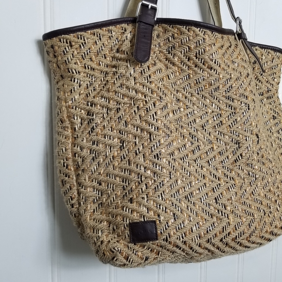 TOMS Island Chevron Woven Straw Large Tote Bag - Picture 2 of 16